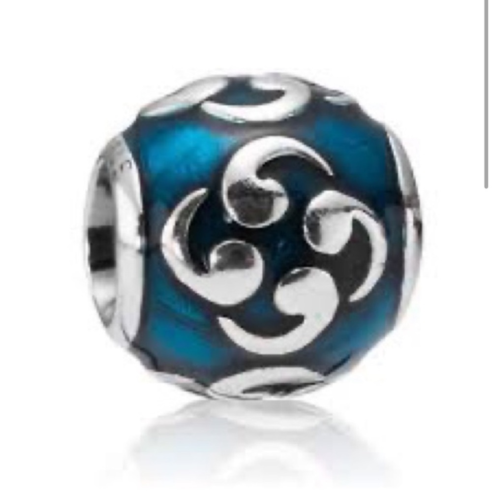Authentic Pandora Teal Silver Charm